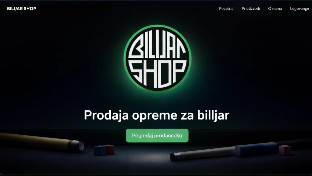 Bilijar Shop — vizuelni prikaz projekta